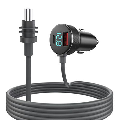 Starlink Mini Car Charger, 12V-24V Lighter Power Cord with Digital Display, USB-C PD & USB a QC 3.0 Ports Suitable